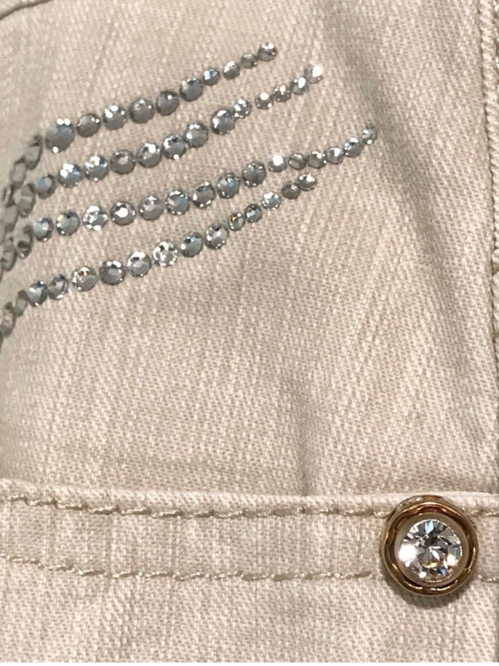 Angelo Marani Italy White Crystal Embellished Stretch Jeans Designer Denim Sz 8 - Picture 10 of 16